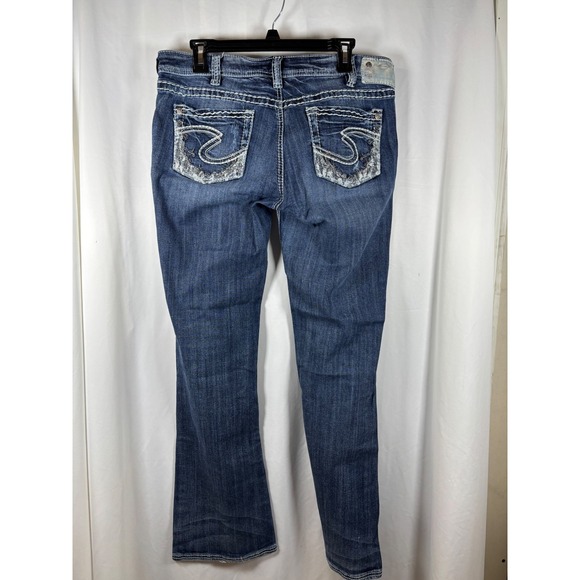 Silver Jeans Co Aiko Bootcut Distressed Thick Stitch Embroidered W32 L33 - Picture 3 of 6